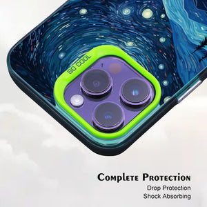 【BUY 4 ONLY PAY FOR 2】So Cool Case for iPhone with Unique Design, starry night Hard Back + Soft Frame with Independent Button Protective Case for iPhone -starry night camping man