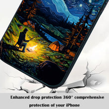 【BUY 4 ONLY PAY FOR 2】So Cool Case for iPhone with Unique Design, starry night Hard Back + Soft Frame with Independent Button Protective Case for iPhone -starry night camping man