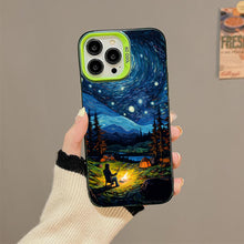 【BUY 4 ONLY PAY FOR 2】So Cool Case for iPhone with Unique Design, starry night Hard Back + Soft Frame with Independent Button Protective Case for iPhone -starry night camping man