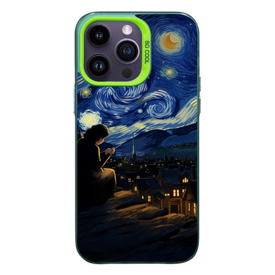 【BUY 4 ONLY PAY FOR 2】So Cool Case for iPhone with Unique Design, starry night Hard Back + Soft Frame with Independent Button Protective Case for iPhone -starry night girl