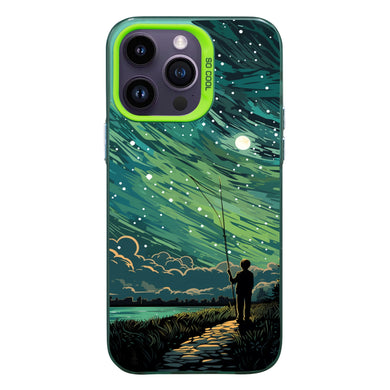 【BUY 4 ONLY PAY FOR 2】So Cool Case for iPhone with Unique Design, starry night Hard Back + Soft Frame with Independent Button Protective Case for iPhone -starry night of a man flying a kite