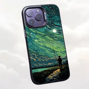 【BUY 4 ONLY PAY FOR 2】So Cool Case for iPhone with Unique Design, starry night Hard Back + Soft Frame with Independent Button Protective Case for iPhone -starry night of a man flying a kite