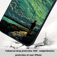 【BUY 4 ONLY PAY FOR 2】So Cool Case for iPhone with Unique Design, starry night Hard Back + Soft Frame with Independent Button Protective Case for iPhone -starry night of a man flying a kite