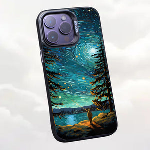 【BUY 4 ONLY PAY FOR 2】So Cool Case for iPhone with Unique Design, starry night Hard Back + Soft Frame with Independent Button Protective Case for iPhone -starry night of a man flying a kite2