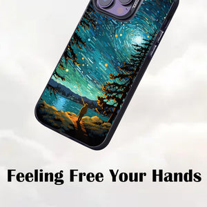 【BUY 4 ONLY PAY FOR 2】So Cool Case for iPhone with Unique Design, starry night Hard Back + Soft Frame with Independent Button Protective Case for iPhone -starry night of a man flying a kite2