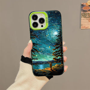 【BUY 4 ONLY PAY FOR 2】So Cool Case for iPhone with Unique Design, starry night Hard Back + Soft Frame with Independent Button Protective Case for iPhone -starry night of a man flying a kite2