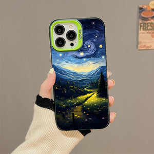 【BUY 4 ONLY PAY FOR 2】So Cool Case for iPhone with Unique Design, starry night Hard Back + Soft Frame with Independent Button Protective Case for iPhone -starry night