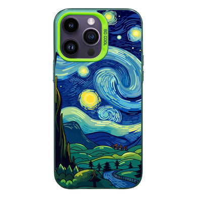 【BUY 4 ONLY PAY FOR 2】So Cool Case for iPhone with Unique Design, starry night Hard Back + Soft Frame with Independent Button Protective Case for iPhone -starry night2