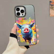 【BUY 4 ONLY PAY FOR 2】So Cool Case for iPhone with Unique Design, Watercolor Animal Hard Back + Soft Frame with Independent Button Protective Case for iPhone - Pig