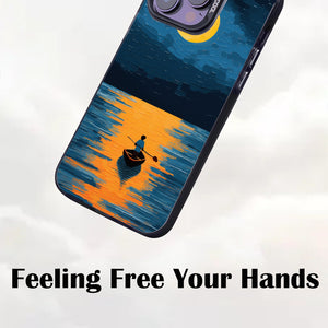 【BUY 4 ONLY PAY FOR 2】So Cool Case for iPhone with Unique Design, starry night Hard Back + Soft Frame with Independent Button Protective Case for iPhone -boat under the moon impressionist3