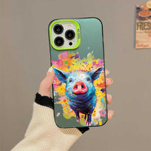 【BUY 4 ONLY PAY FOR 2】So Cool Case for iPhone with Unique Design, Watercolor Animal Hard Back + Soft Frame with Independent Button Protective Case for iPhone - Pig