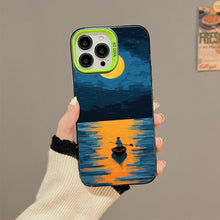 【BUY 4 ONLY PAY FOR 2】So Cool Case for iPhone with Unique Design, starry night Hard Back + Soft Frame with Independent Button Protective Case for iPhone -boat under the moon impressionist3