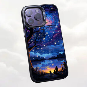 【BUY 4 ONLY PAY FOR 2】So Cool Case for iPhone with Unique Design, starry night Hard Back + Soft Frame with Independent Button Protective Case for iPhone -starry sky cartoon landnscape tree lake