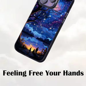 【BUY 4 ONLY PAY FOR 2】So Cool Case for iPhone with Unique Design, starry night Hard Back + Soft Frame with Independent Button Protective Case for iPhone -starry sky cartoon landnscape tree lake