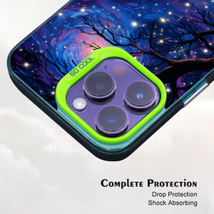 【BUY 4 ONLY PAY FOR 2】So Cool Case for iPhone with Unique Design, starry night Hard Back + Soft Frame with Independent Button Protective Case for iPhone -starry sky cartoon landnscape tree lake