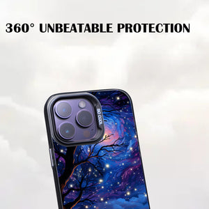 【BUY 4 ONLY PAY FOR 2】So Cool Case for iPhone with Unique Design, starry night Hard Back + Soft Frame with Independent Button Protective Case for iPhone -starry sky cartoon landnscape tree lake