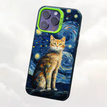 【BUY 4 ONLY PAY FOR 2】So Cool Case for iPhone with Unique Design, starry night Hard Back + Soft Frame with Independent Button Protective Case for iPhone -stubby cat under a starry night van gogh