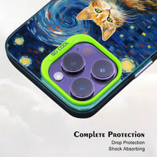 【BUY 4 ONLY PAY FOR 2】So Cool Case for iPhone with Unique Design, starry night Hard Back + Soft Frame with Independent Button Protective Case for iPhone -stubby cat under a starry night van gogh