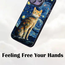 【BUY 4 ONLY PAY FOR 2】So Cool Case for iPhone with Unique Design, starry night Hard Back + Soft Frame with Independent Button Protective Case for iPhone -stubby cat under a starry night van gogh