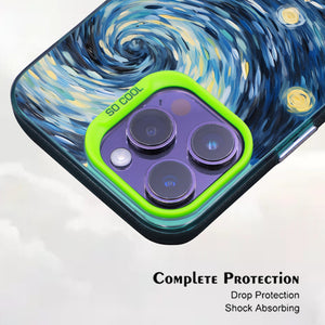 【BUY 4 ONLY PAY FOR 2】So Cool Case for iPhone with Unique Design, starry night Hard Back + Soft Frame with Independent Button Protective Case for iPhone -stubby cat under a starry night van gogh2