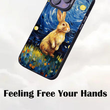 【BUY 4 ONLY PAY FOR 2】So Cool Case for iPhone with Unique Design, starry night Hard Back + Soft Frame with Independent Button Protective Case for iPhone -stubby rabbit under a starry night oil painting