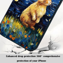 【BUY 4 ONLY PAY FOR 2】So Cool Case for iPhone with Unique Design, starry night Hard Back + Soft Frame with Independent Button Protective Case for iPhone -stubby rabbit under a starry night oil painting