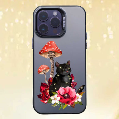 【BUY 4 ONLY PAY FOR 2】So Cool Case for iPhone with Unique Design, watercolor painting + Soft Frame with Independent Button Protective Case for iPhone -Celestial Cat Mystic Mushrooms Flowers Magic