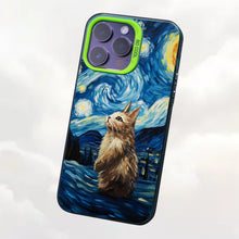 【BUY 4 ONLY PAY FOR 2】So Cool Case for iPhone with Unique Design, starry night Hard Back + Soft Frame with Independent Button Protective Case for iPhone -stubby rabbit under a starry night oil painting3