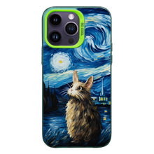 【BUY 4 ONLY PAY FOR 2】So Cool Case for iPhone with Unique Design, starry night Hard Back + Soft Frame with Independent Button Protective Case for iPhone -stubby rabbit under a starry night van gogh