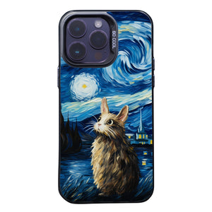 【BUY 4 ONLY PAY FOR 2】So Cool Case for iPhone with Unique Design, starry night Hard Back + Soft Frame with Independent Button Protective Case for iPhone -stubby rabbit under a starry night van gogh