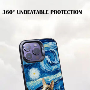 【BUY 4 ONLY PAY FOR 2】So Cool Case for iPhone with Unique Design, starry night Hard Back + Soft Frame with Independent Button Protective Case for iPhone -stubby rabbit under a starry night van gogh