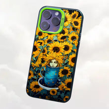 【BUY 4 ONLY PAY FOR 2】So Cool Case for iPhone with Unique Design, starry night Hard Back + Soft Frame with Independent Button Protective Case for iPhone -sunflowers girl in a cup comic art