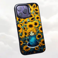 【BUY 4 ONLY PAY FOR 2】So Cool Case for iPhone with Unique Design, starry night Hard Back + Soft Frame with Independent Button Protective Case for iPhone -sunflowers girl in a cup comic art