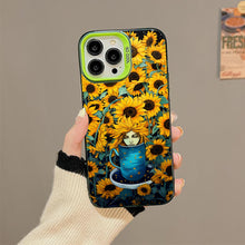 【BUY 4 ONLY PAY FOR 2】So Cool Case for iPhone with Unique Design, starry night Hard Back + Soft Frame with Independent Button Protective Case for iPhone -sunflowers girl in a cup comic art