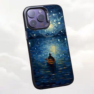 【BUY 4 ONLY PAY FOR 2】So Cool Case for iPhone with Unique Design, starry night Hard Back + Soft Frame with Independent Button Protective Case for iPhone -boating under starry sky