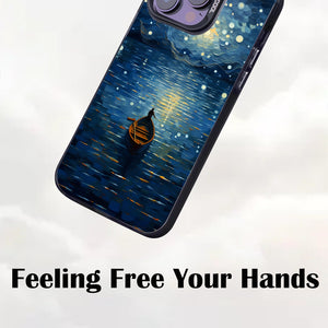 【BUY 4 ONLY PAY FOR 2】So Cool Case for iPhone with Unique Design, starry night Hard Back + Soft Frame with Independent Button Protective Case for iPhone -boating under starry sky