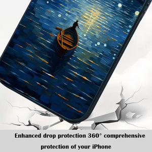【BUY 4 ONLY PAY FOR 2】So Cool Case for iPhone with Unique Design, starry night Hard Back + Soft Frame with Independent Button Protective Case for iPhone -boating under starry sky