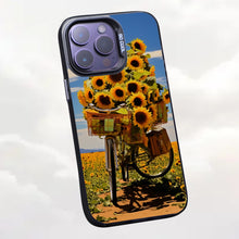 【BUY 4 ONLY PAY FOR 2】So Cool Case for iPhone with Unique Design, starry night Hard Back + Soft Frame with Independent Button Protective Case for iPhone -sunflowers on a bike2