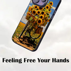 【BUY 4 ONLY PAY FOR 2】So Cool Case for iPhone with Unique Design, starry night Hard Back + Soft Frame with Independent Button Protective Case for iPhone -sunflowers on a bike2