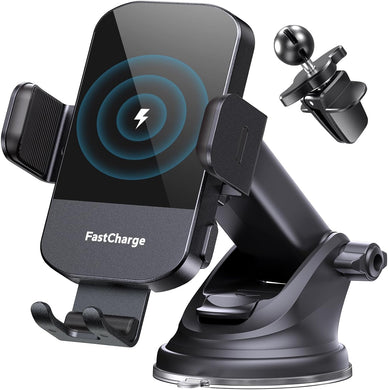 Wireless Car Charger,15W Fast charging Auto clamp Car charger Phone stand Phone stand for iPhone 15 14 13 12 11 Pro Max Xs, Samsung Galaxy S23 Ultra S22 S21 S20,S10 + S9+, black