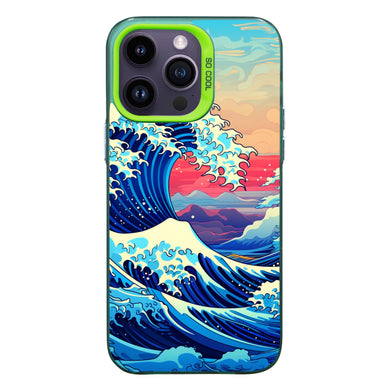 【BUY 4 ONLY PAY FOR 2】So Cool Case for iPhone with Unique Design, starry night Hard Back + Soft Frame with Independent Button Protective Case for iPhone -the great wave pop art ocean academia