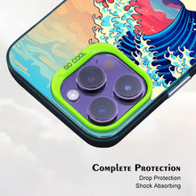 【BUY 4 ONLY PAY FOR 2】So Cool Case for iPhone with Unique Design, starry night Hard Back + Soft Frame with Independent Button Protective Case for iPhone -the great wave pop art ocean academia