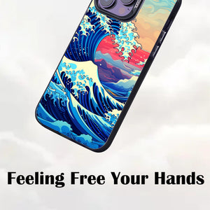 【BUY 4 ONLY PAY FOR 2】So Cool Case for iPhone with Unique Design, starry night Hard Back + Soft Frame with Independent Button Protective Case for iPhone -the great wave pop art ocean academia