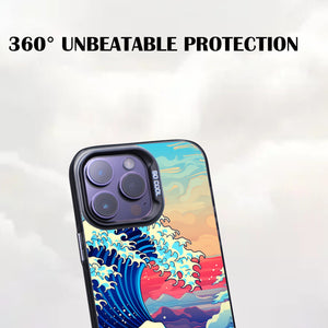 【BUY 4 ONLY PAY FOR 2】So Cool Case for iPhone with Unique Design, starry night Hard Back + Soft Frame with Independent Button Protective Case for iPhone -the great wave pop art ocean academia