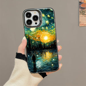 【BUY 4 ONLY PAY FOR 2】So Cool Case for iPhone with Unique Design, starry night Hard Back + Soft Frame with Independent Button Protective Case for iPhone -van gogh the starry sky