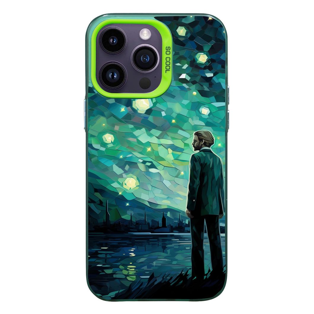 【BUY 4 ONLY PAY FOR 2】So Cool Case for iPhone with Unique Design, starry night Hard Back + Soft Frame with Independent Button Protective Case for iPhone -van gogh the starry sky2