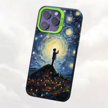 【BUY 4 ONLY PAY FOR 2】So Cool Case for iPhone with Unique Design, starry night Hard Back + Soft Frame with Independent Button Protective Case for iPhone -boy staring at the starry night
