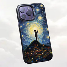 【BUY 4 ONLY PAY FOR 2】So Cool Case for iPhone with Unique Design, starry night Hard Back + Soft Frame with Independent Button Protective Case for iPhone -boy staring at the starry night