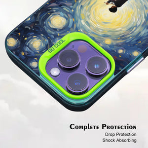 【BUY 4 ONLY PAY FOR 2】So Cool Case for iPhone with Unique Design, starry night Hard Back + Soft Frame with Independent Button Protective Case for iPhone -boy staring at the starry night