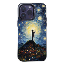 【BUY 4 ONLY PAY FOR 2】So Cool Case for iPhone with Unique Design, starry night Hard Back + Soft Frame with Independent Button Protective Case for iPhone -boy staring at the starry night
